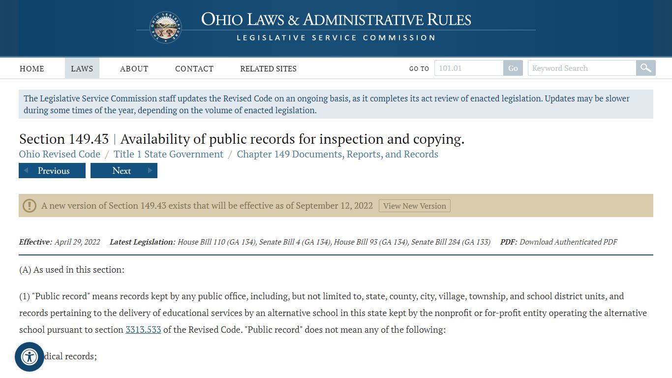 Section 149.43 - Ohio Revised Code | Ohio Laws